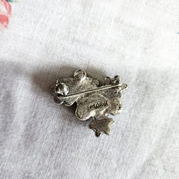 Pilgrim Blue Floral Crystal Brooch - Picture 3 of 6